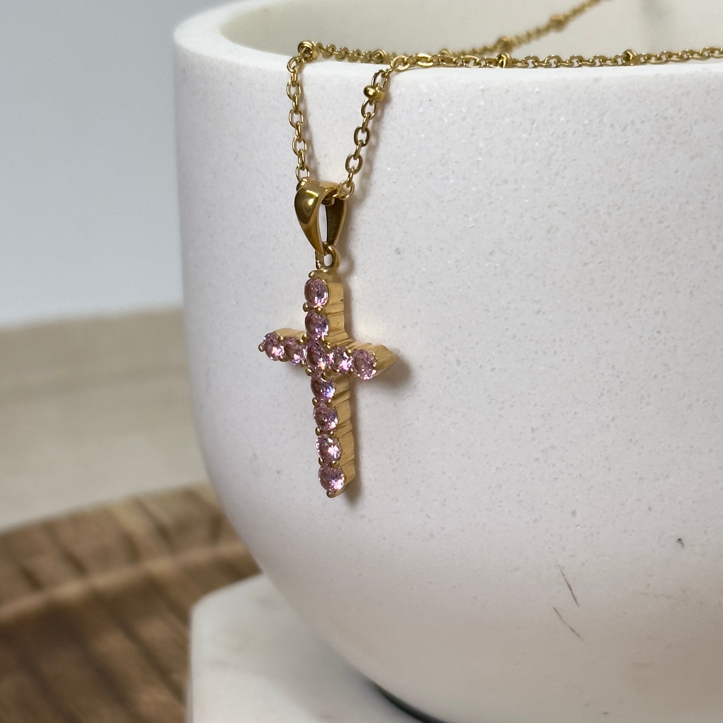 WWJD Pink Cross Necklace