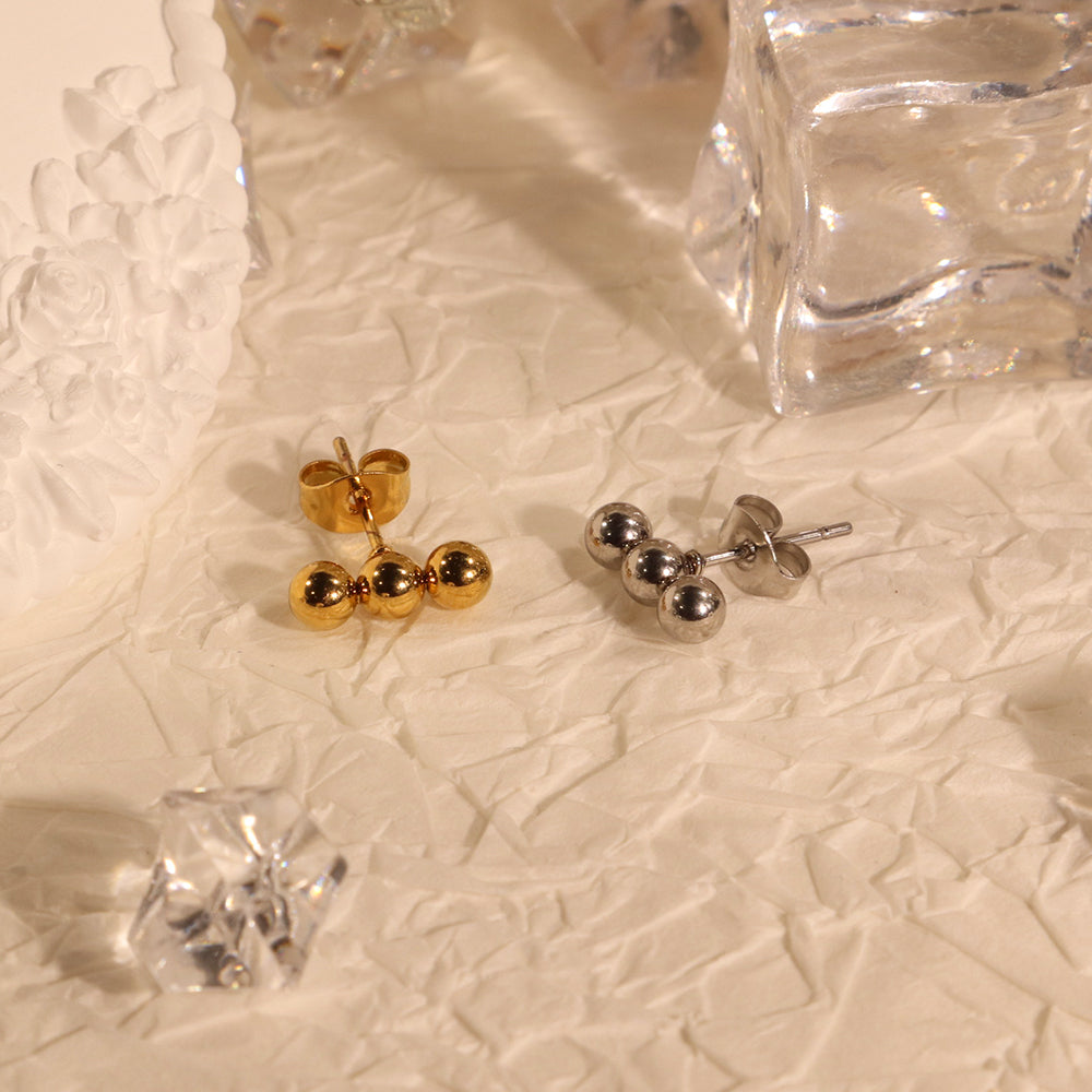 Trinity Bead Stud Earrings