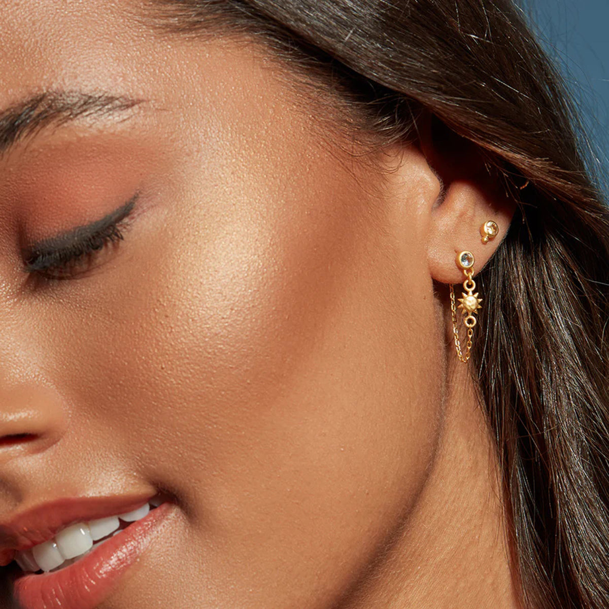 18k gold plated earrings moon and sun
