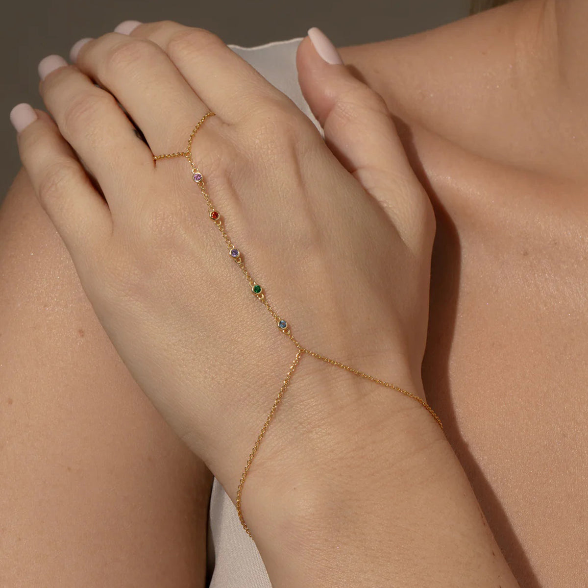 18k gold plated delicate hand chain