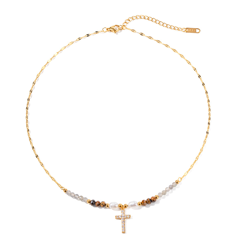 18k gold plated cross pendant christian necklace