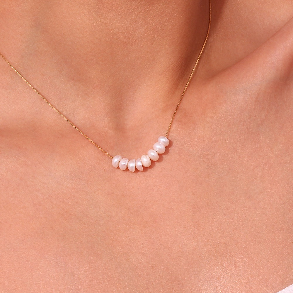 18k gold plated natural pearl necklace