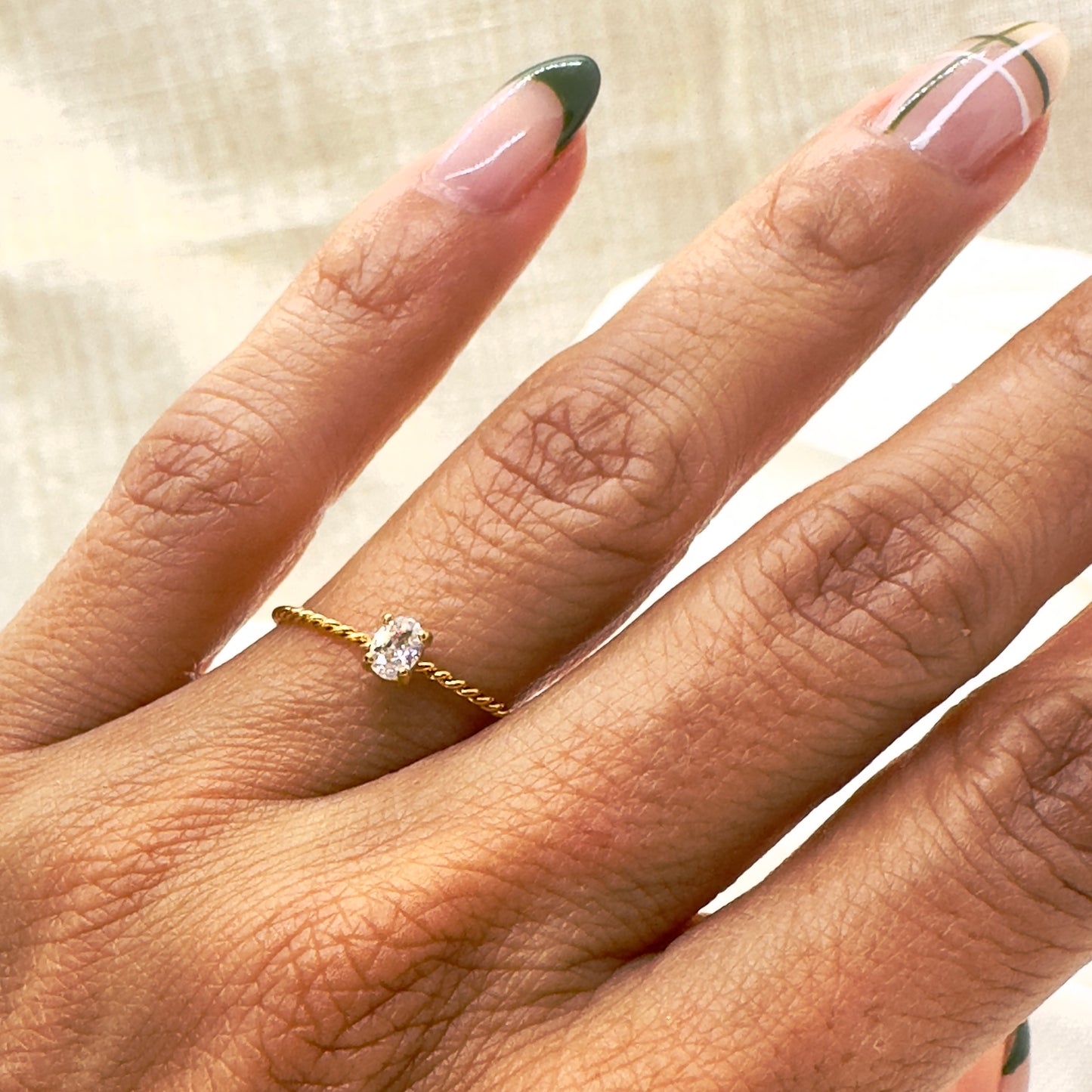 18k gold plated dainty engagement ring