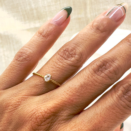 18k gold plated dainty engagement ring
