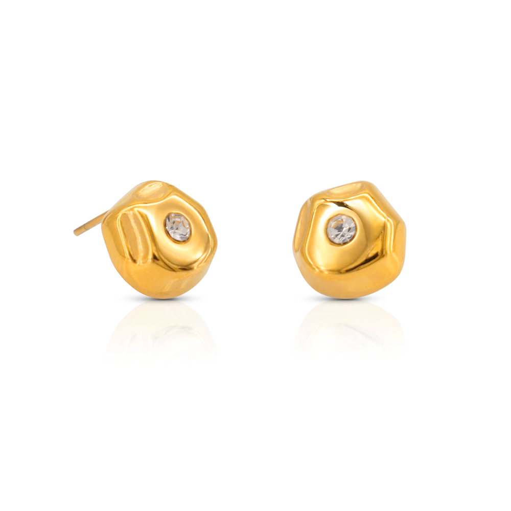 18k gold plated hexagonal gemstone stud earrings