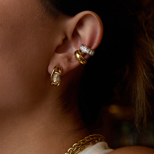 18k gold plated earrings with cuffs