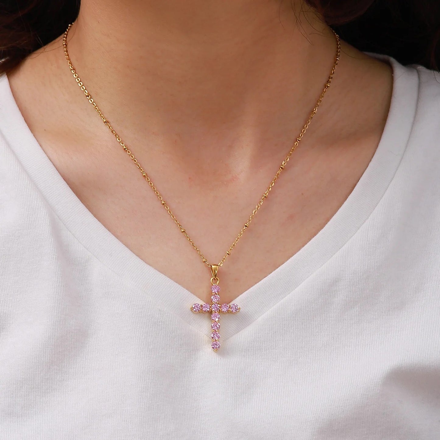 WWJD Pink Cross Necklace