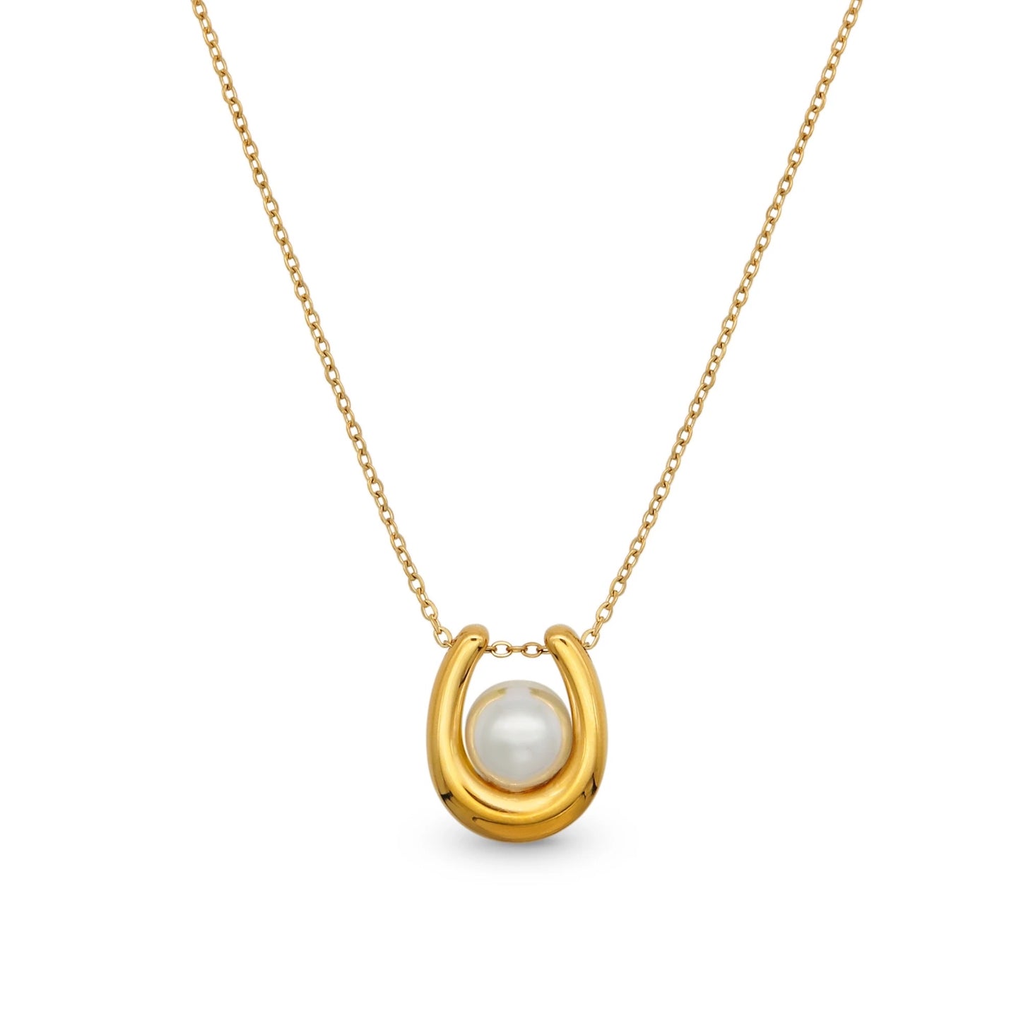 Radiant Solitaire Pearl Necklace