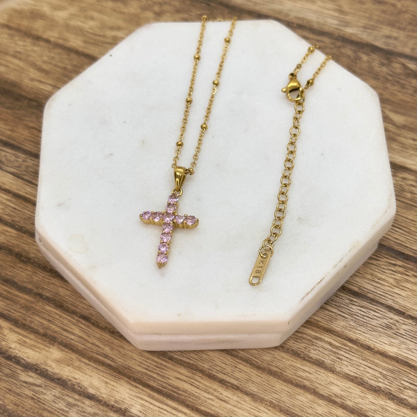 WWJD Pink Cross Necklace