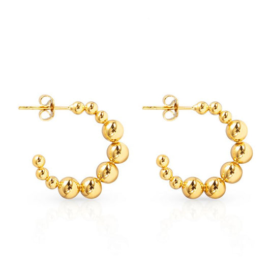 18k Gold plated hoop earrings with bead detailing 