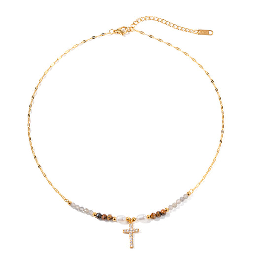 18k gold plated cross pendant christian necklace