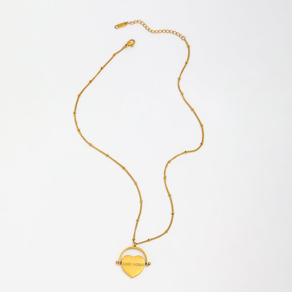 Heart Pendant with words Keep Going and You got this