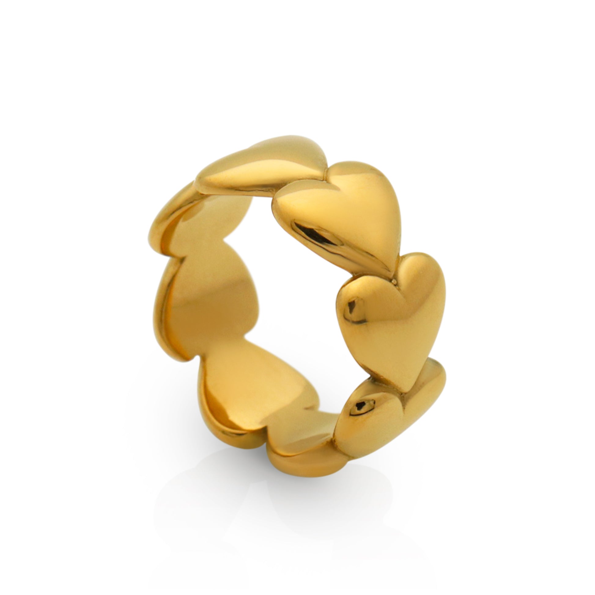 18k gold plated ring with hearts