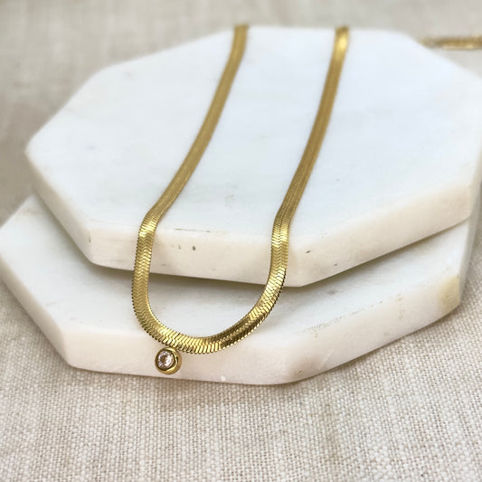 18k gold plated luxurious choker with zircon pendant