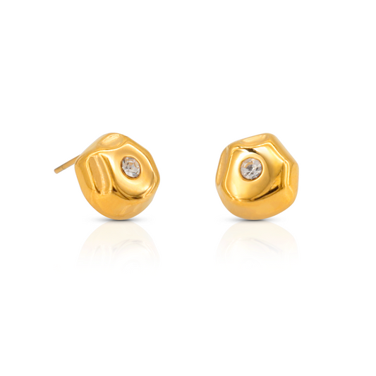 18k gold plated hexagonal gemstone stud earrings