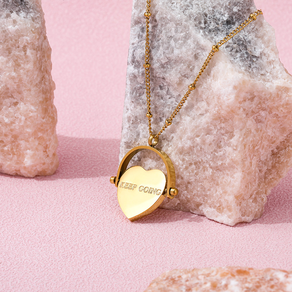 Heart Pendant Necklace with motivational words