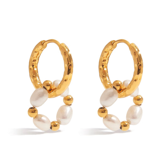 Gracie Pearl Hoop Earrings