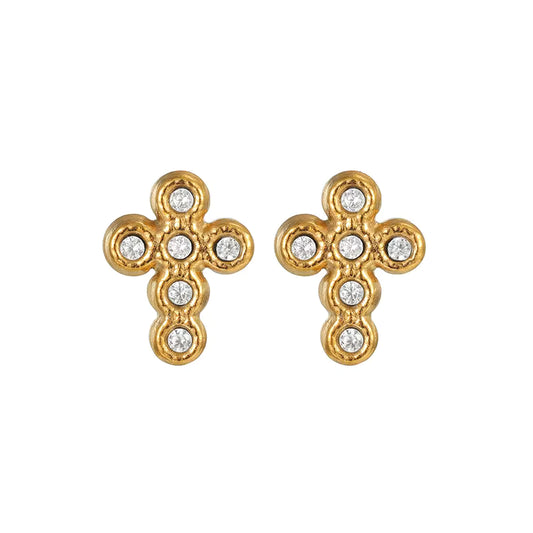 CZ Cross Stud Earrings