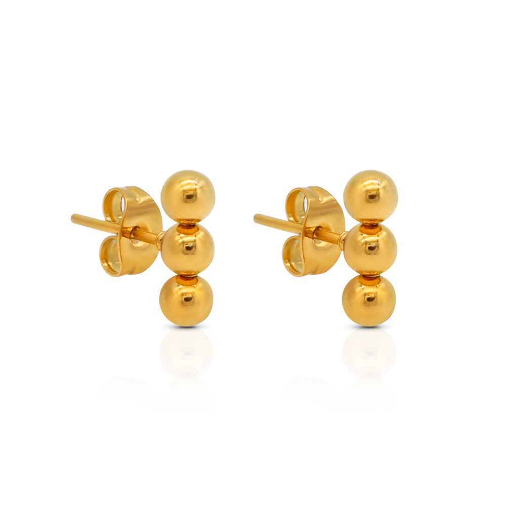 Trinity Bead Stud Earrings
