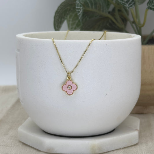 Pink Clover Minimalistic Necklace