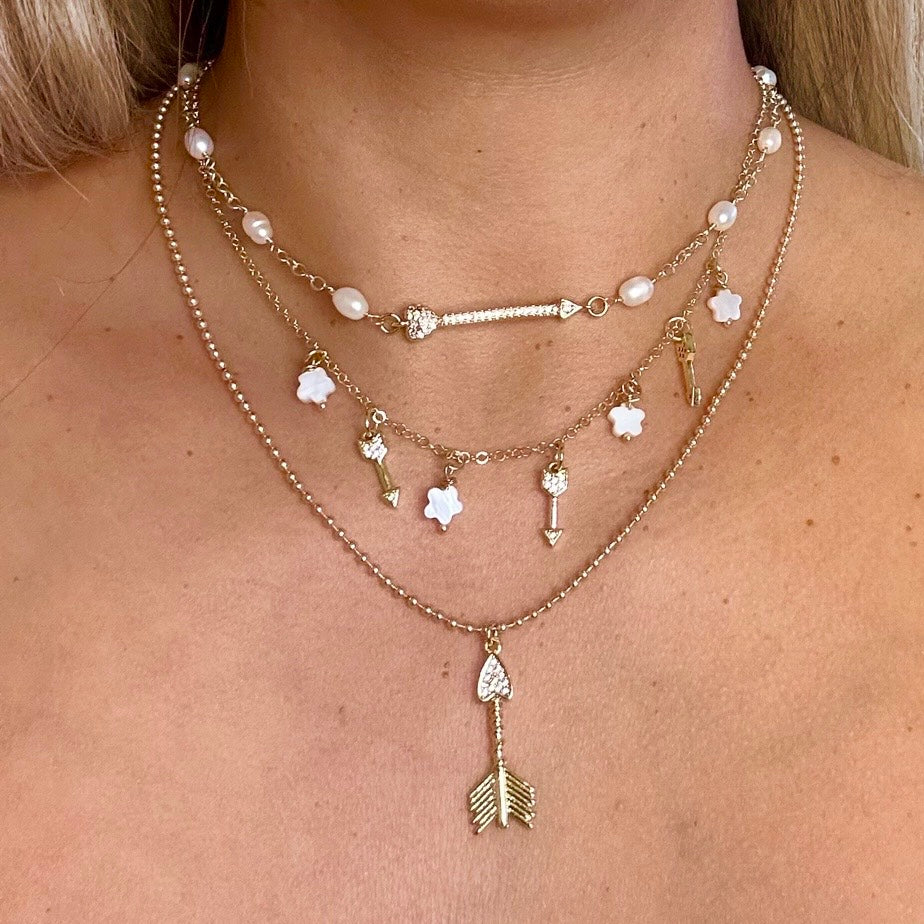 Fresh Water Pearls & Arrow Necklace
