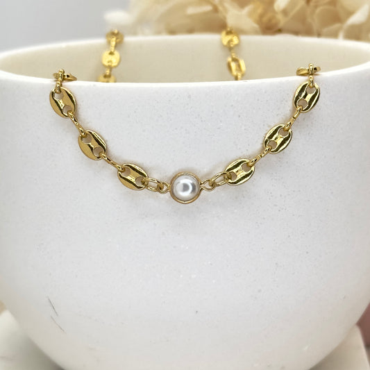Marine Link Chain with Pearl