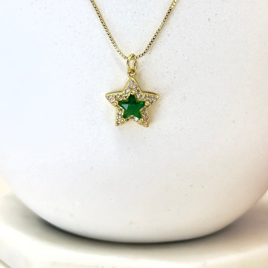 Emerald Green CZ Star Necklace