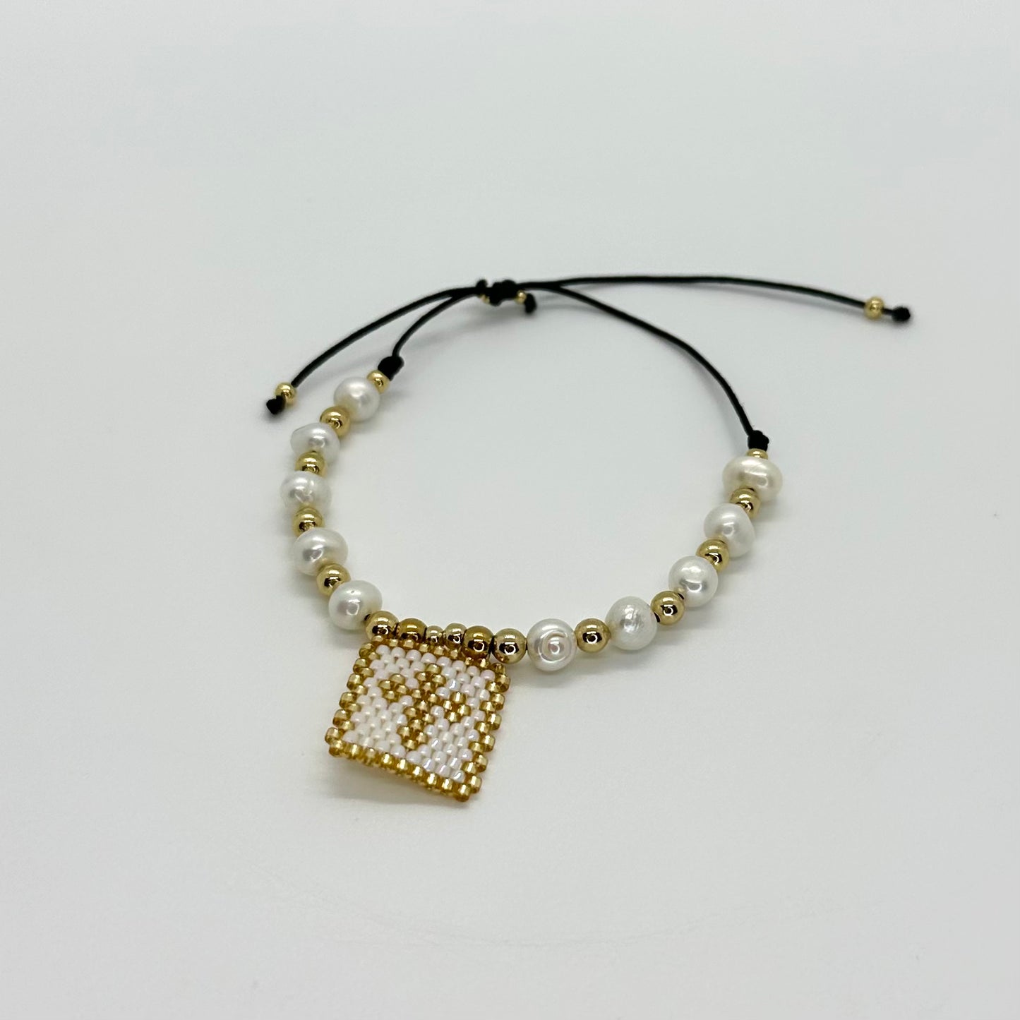 Cross Escapulario Small Pearls Bracelet-Miyuki