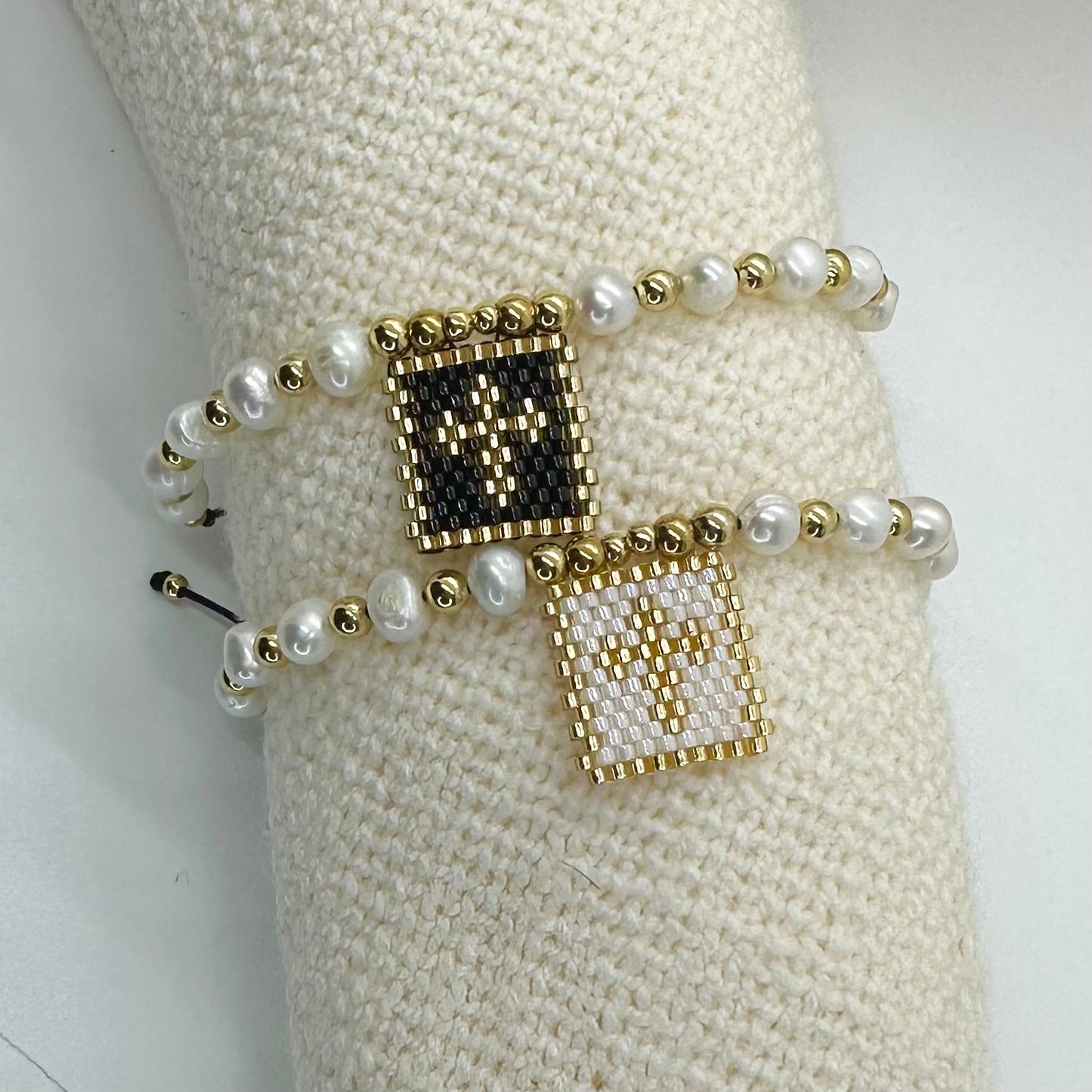 Cross Escapulario Small Pearls Bracelet-Miyuki