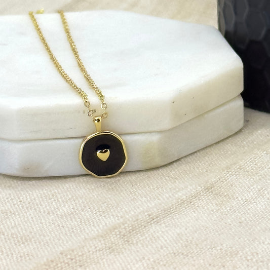 Black & Gold Heart Necklace