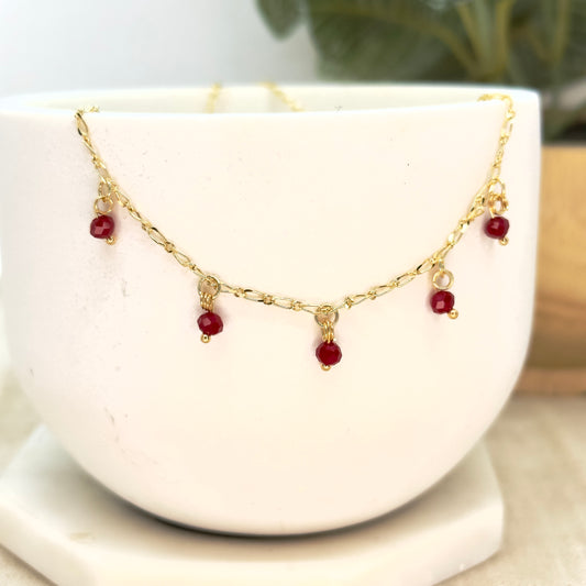 Dangling Crystals Choker-Red