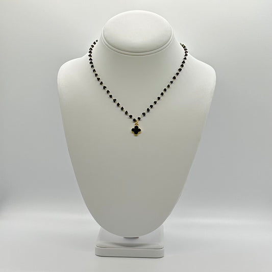 Black and Gold Clover Necklace