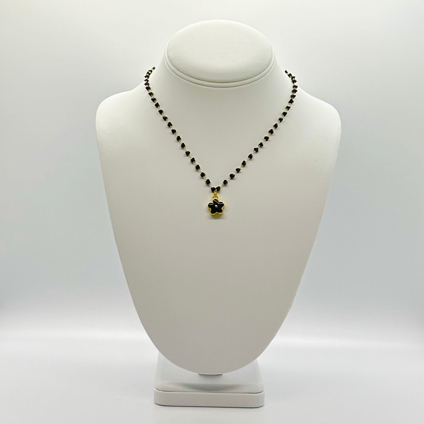Black Onyx Flower Necklace